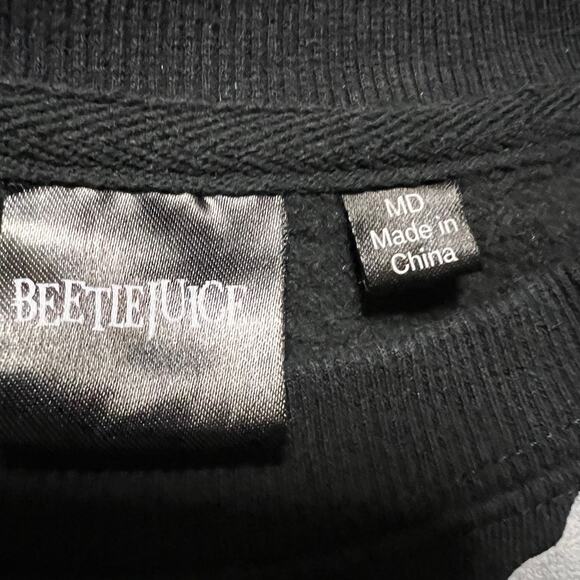 BEETLEJUICE Sweatshirt Womens Medium Black White Green SANDWORM Long Sleeve Crew - Picture 6 of 7